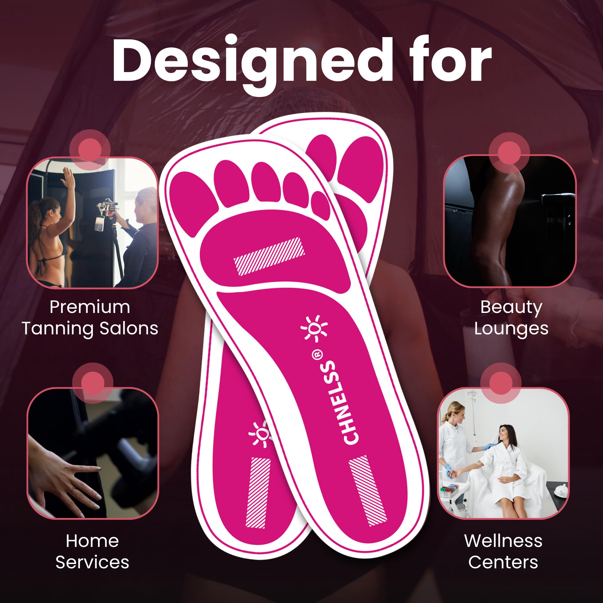 Pink 60Pairs(120Feets)Disposable Spray Tanning Feet Pads for Hygienic Foot Protectors,Comfortable & Hygienic Spray Tan Pads Feet-Specifically for the Spray Tanning Industry or Salon,One Size-Non Slip