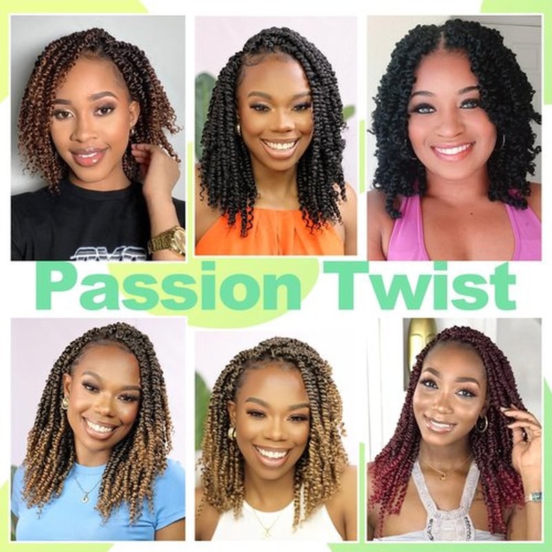 Passion Twist Crochet Hair 6Inch Passion Twist Hair 8 Packs Pre-Twisted Passion Twist Crochet Hair for Black Women Soft Passion Twist Curly Crochet Hair 6"(Pack of 8) T30