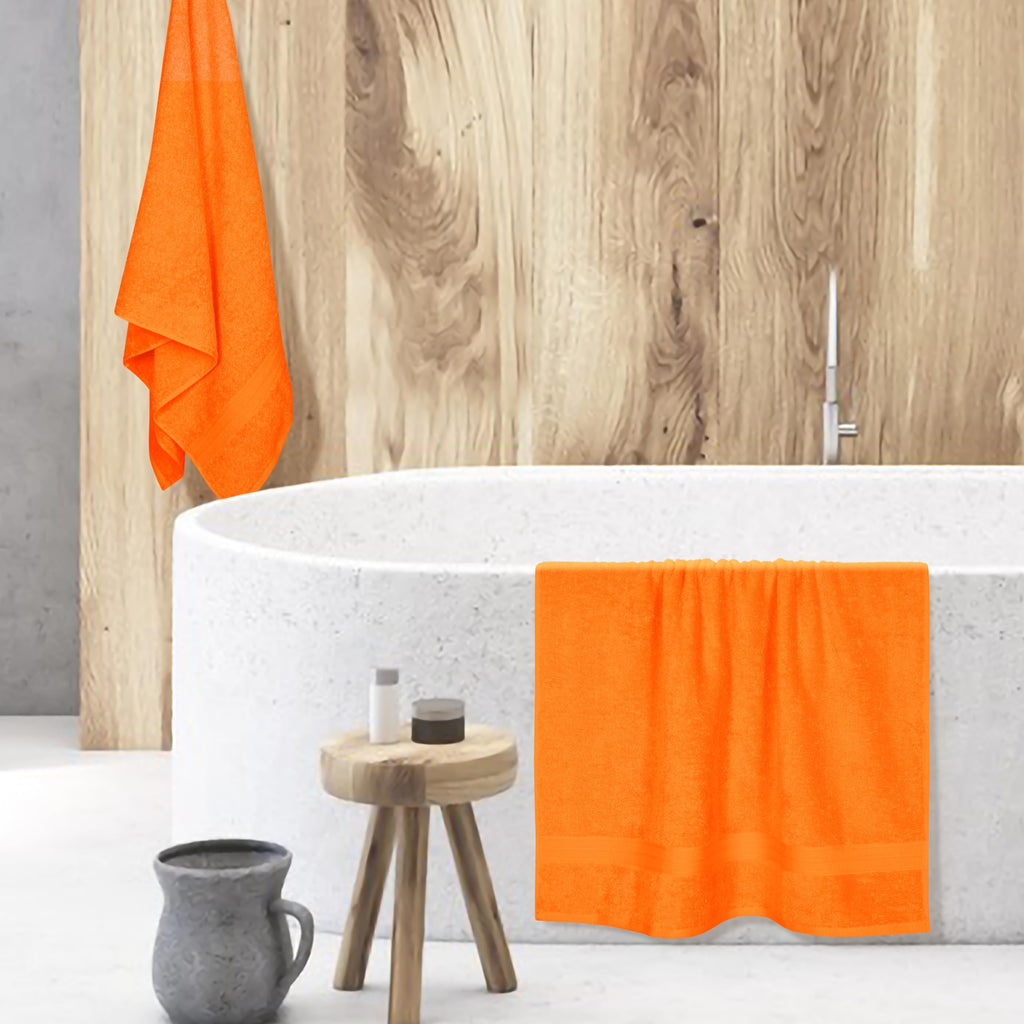 BOUTIQUO Cotton 2 Pack Oversized Bath Towel Set, Large Bath Towels 27x54, Ultra Soft, Absorbent, Compact, Quick Drying and Lightweight, Eco-Friendly and 100% Recyclable Towel Set - Orange
