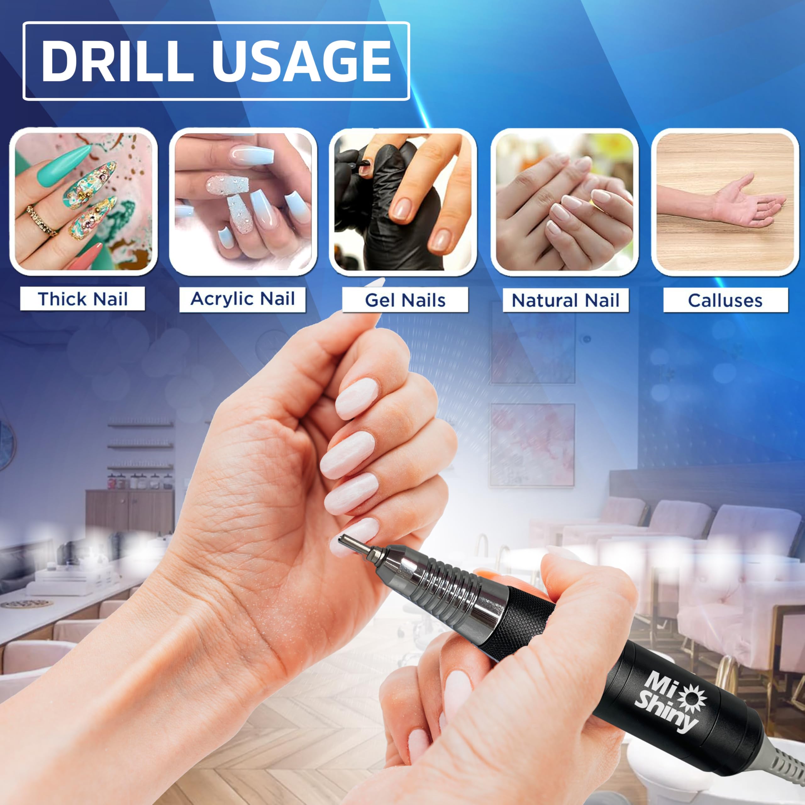 MiShiny 30.000RPM Professional Nail Drill Machine - Hand Drill for Nails - Replacement Nail Drill Handpiece Compatible with KUPA KP55, KP60, KP5000, UP-200 (Black)