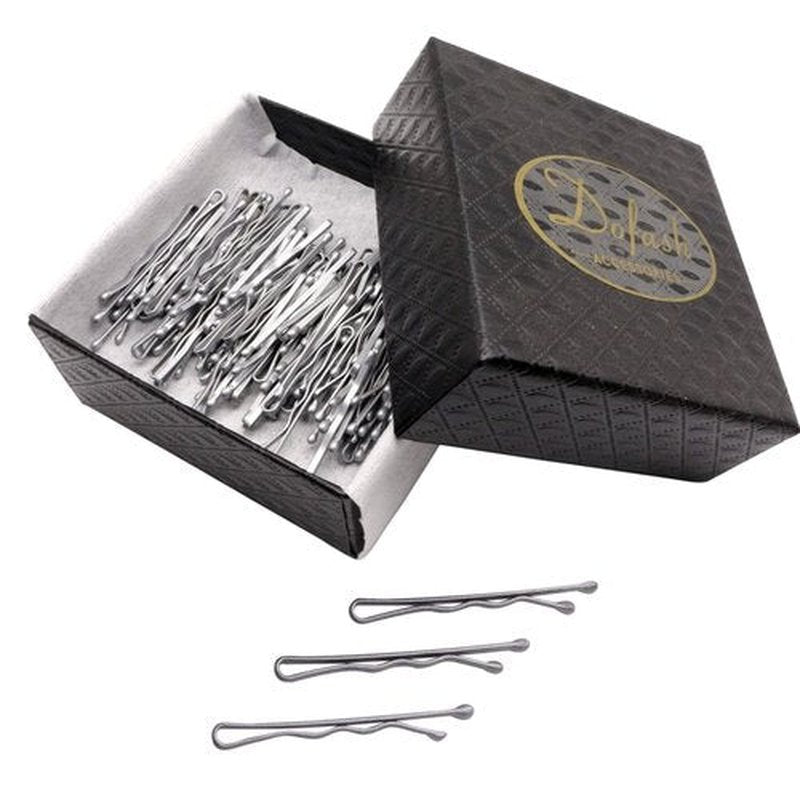 Dofash 3.5CM/1.38IN Mini Bobby Pins for Thin Hair in Box Tiny Hair Pins Decorative Hair Accessories for Women Gray Fine Hair 100 Count