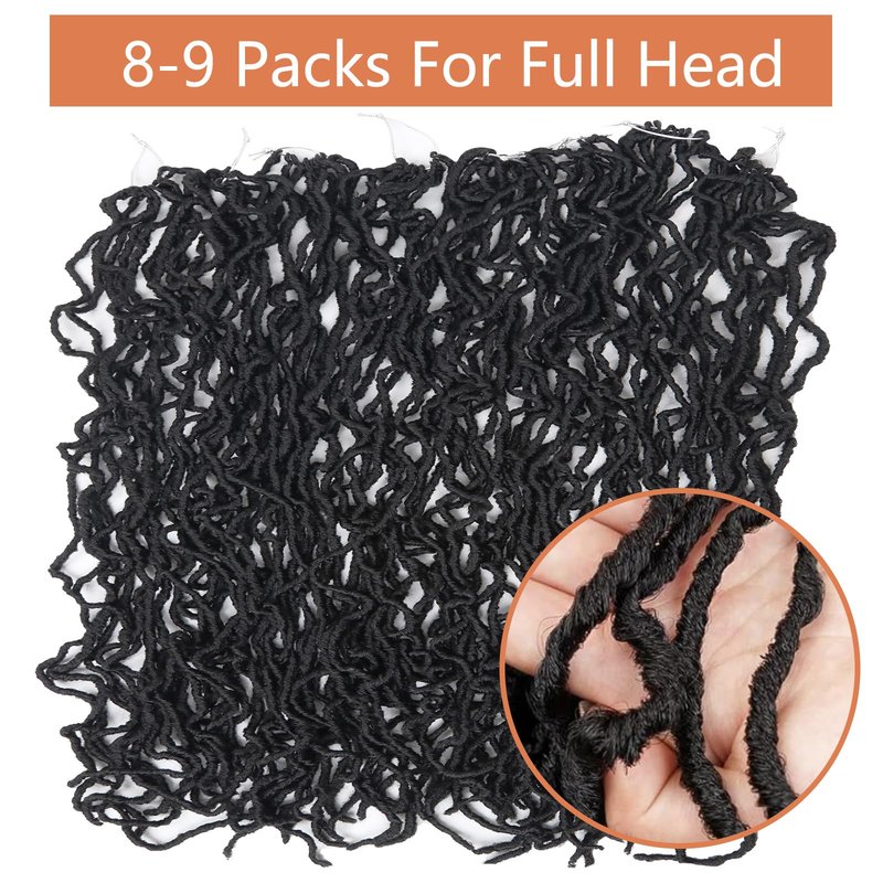 Vemet Soft Locs 30 Inch Synthetic 8 Packs Faux Locs Pre Looped Curly Wavy Crochet Hair For Black Women Hair Extensions 1B