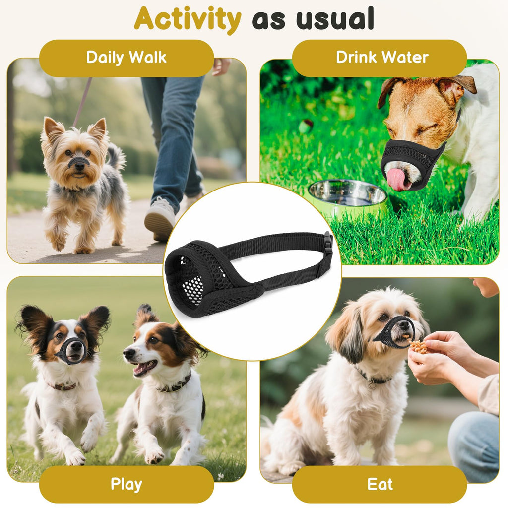 Mayerzon Mesh Muzzle for Short Snout and Small Medium Dogs Anti-Biting, Focus on Brachycephalic Dogs like Chihuahua Pomeranian, Breathable Fabric, Opening Front, Allow Panting, for Grooming Vet Visits