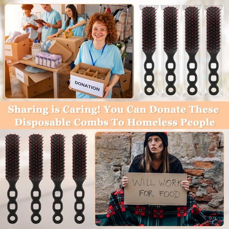 NICEMOVIC Hair Brushes Bulk 110 Pack for Women, Homeless Bulk Hair Brush Comb Set Disposable Individually Wrapped Homeless Care Package Supplies Bulk Hair Combs Hygiene Supplies for Shelter Hotel