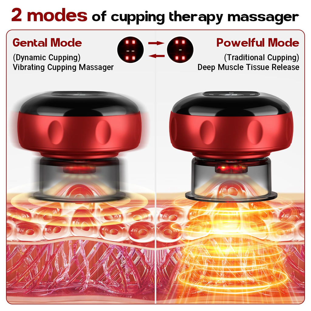 2 Pack Cupping Set, 7-in-1 Smart Cupping Therapy Massager. Red Light Cupping Therapy Set with 2 Modes for Targeted Muscle Soreness,Tighter Skin,Cupping Kit with 20 Levels Suction and Heat and Gua Sha