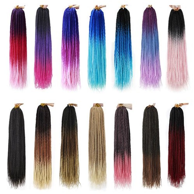 6 Packs Crochet Braids Box Braids Crochet Hair Synthetic Crochet Hair Pre-looped Crotchet Braids for Black Women 22 Inch (ombre wine red, 22inch)