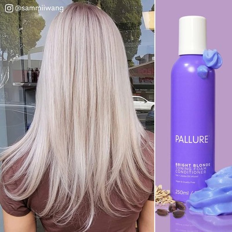 Pallure Bright Blonde Hair Toning Foam Conditioner, Reduces Brassiness And Yellow Tones – For Blonde, Silver, Ash Hair, Vegan and Cruelty Free, 250 ml