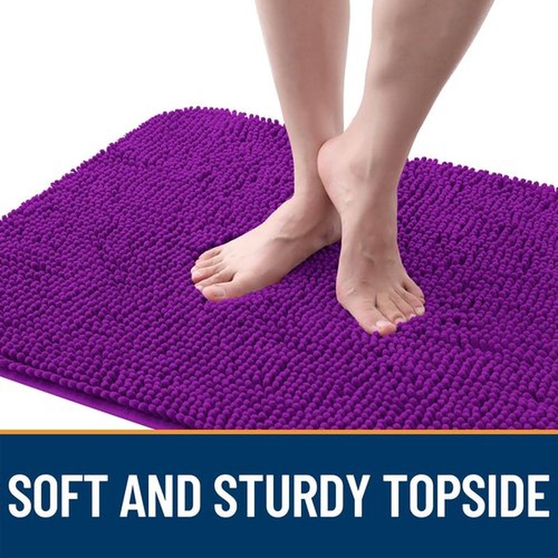 OLANLY Dog Door Mat - Absorbent Non-Slip Mud Mat for Indoor Use | Quick Dry Chenille, 70x35, Purple