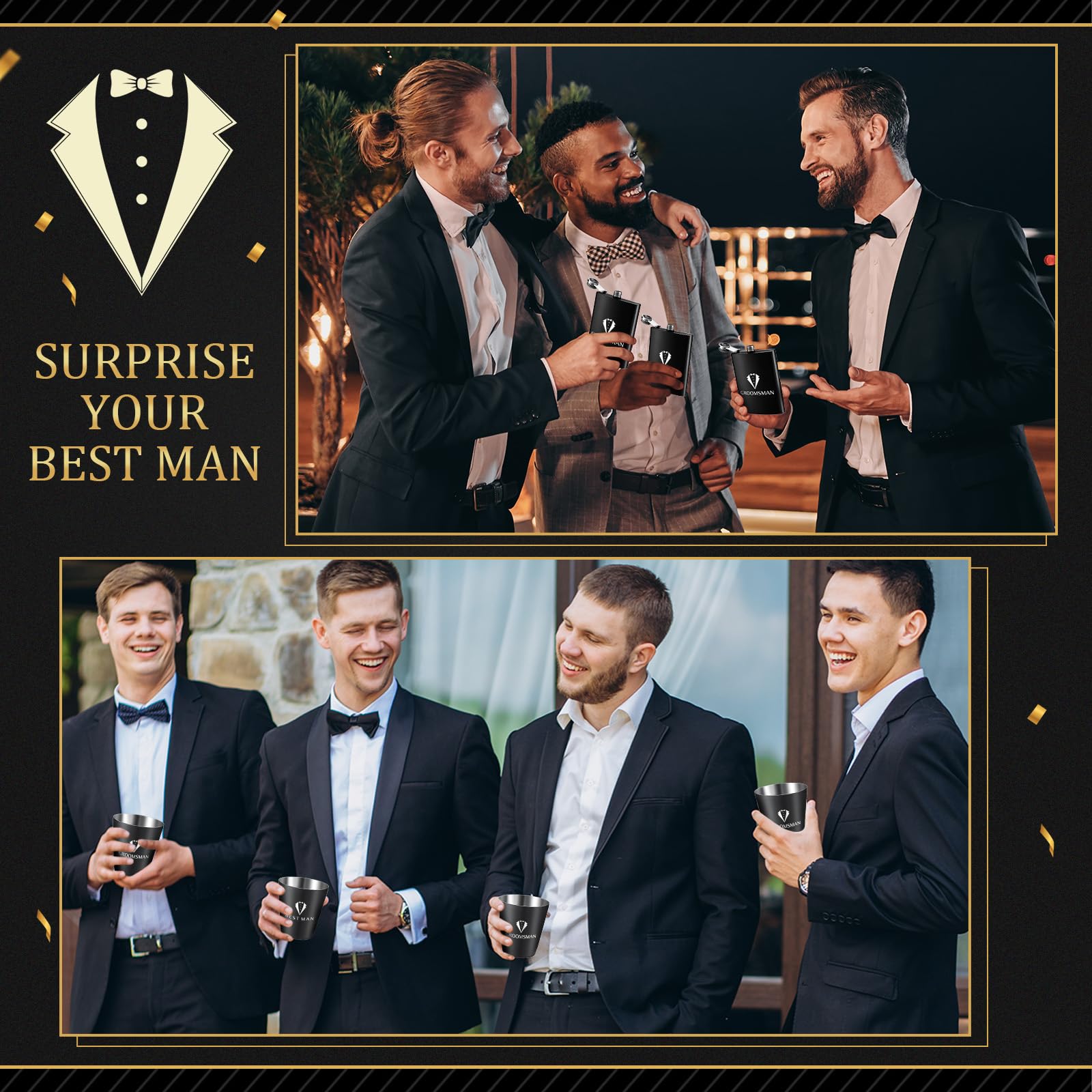 Rigibright 60 Pcs Groomsmen Gifts Set of 6 for Wedding Best Man Gift
