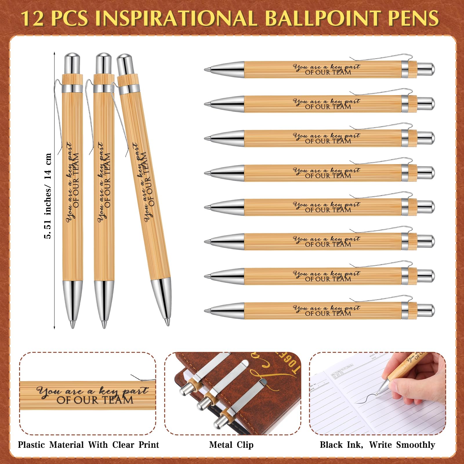 Honoson 12 Sets Team Employee Teacher Appreciation Gifts Bulk Inspirational A5 Leather Team Journal Motivational Notebooks Pen Thank You Gifts for Teacher CNA Nurse Coworker Staff Fathers Day