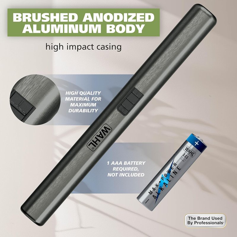 Wahl Micro Groomsman Personal Trimmer - Hygienic Grooming with Rinseable Heads for Eyebrows, Nose & Ears - 05640-600