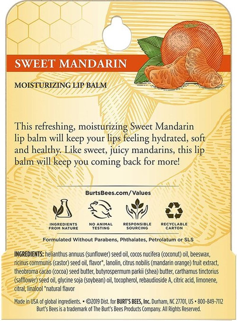 Burt's Bees Sweet Mandarin Lip Balm - 8 Pack of Nourishing Moisturizers for Soft Lips