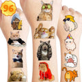 96 PCS Cute Funny Meme Cat Cats Temporary Tattoos Stickers Themed Birthday Party Decorations Supplies Decor Favors Animal Pet Tattoo Sticker Gifts For Kids Boys Girls School Prizes Christmas