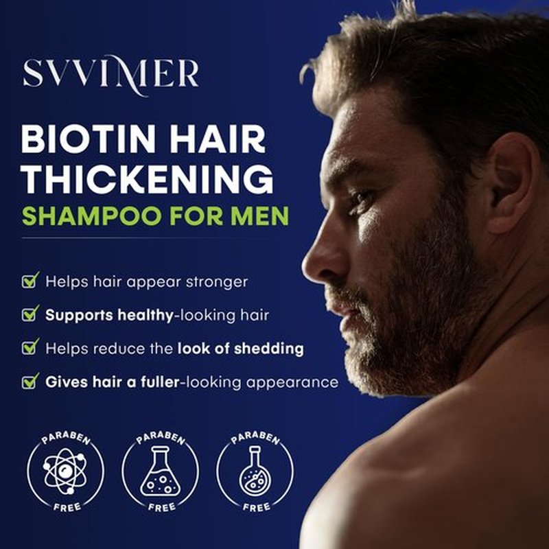 Svvimer Biotin Hair Growth Shampoo - Root Activator Thickening Shampoo for Men - With Rosemary Tea Tree Oil Caffeine For Hair Loss And Thinning Thickening - 13.5 Fl Oz (Pack Of 1)