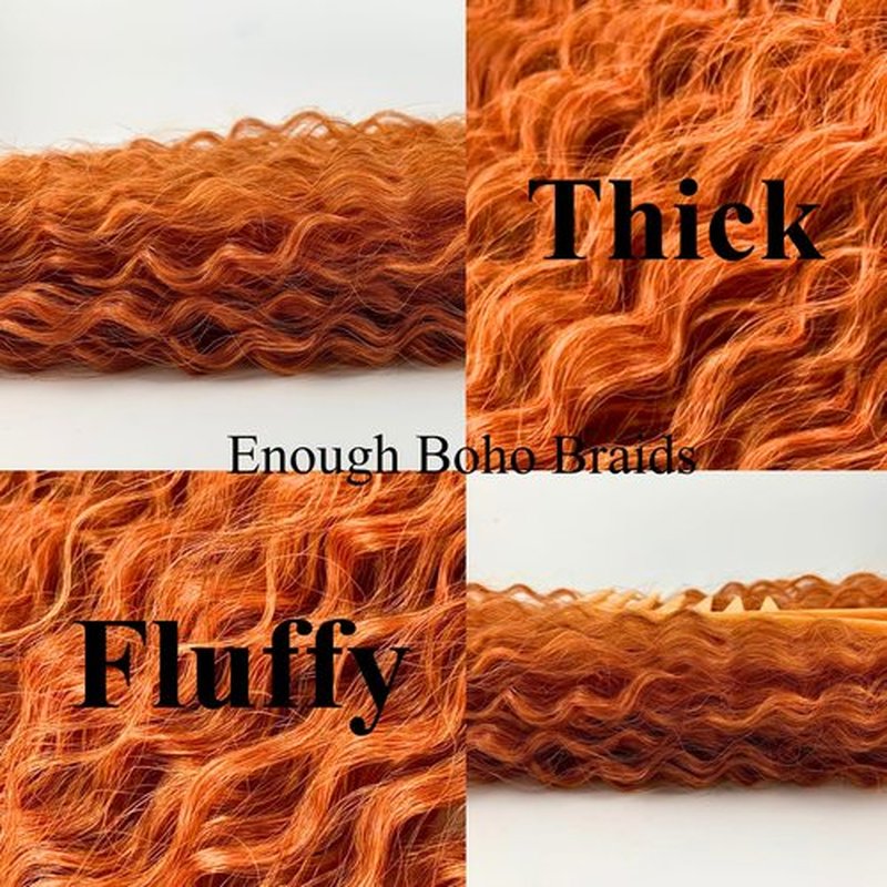 Ginger Orange Boho Braiding Hair Extensions Pre Stretched Boho Curly Deep Wave Crochet Boho Braids Gyal Bohemian Hypoallergenic Ez Braid Non Toxic Synthetic Yaki Fulani