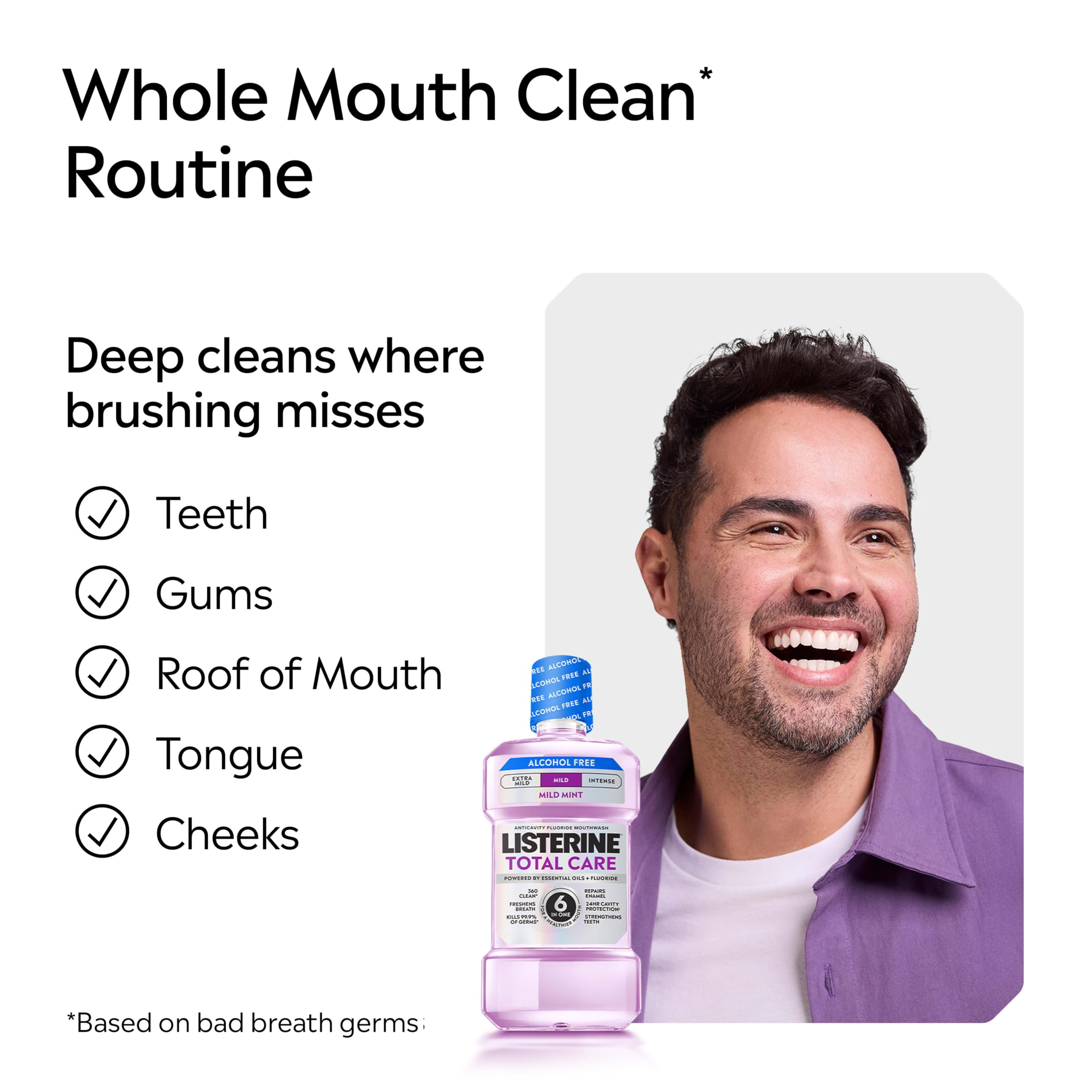 Listerine Total Care Alcohol Free Mouthwash, Mild Mint, 33.8 fl. oz/1L x 2
