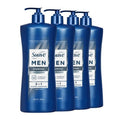 Suave Men Deep Cleansing 3 in 1 Shampoo, Conditioner & Body Wash with Charcoal Powder, Detoxifies & Cleanses Hair & Skin, Removes Oil & Impurities, 4 Count, 28 FL OZ Pump