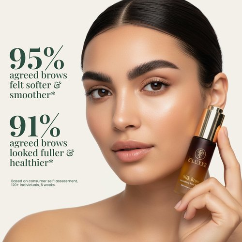 E'Luxxe SilkBrow Eyebrow Growth & Conditioning Elixir - Castor Oil for Eyebrows with Apricot Oil, Biotin & Silk Proteins - Brow Aftercare - Post-Lamination Care (15ml)