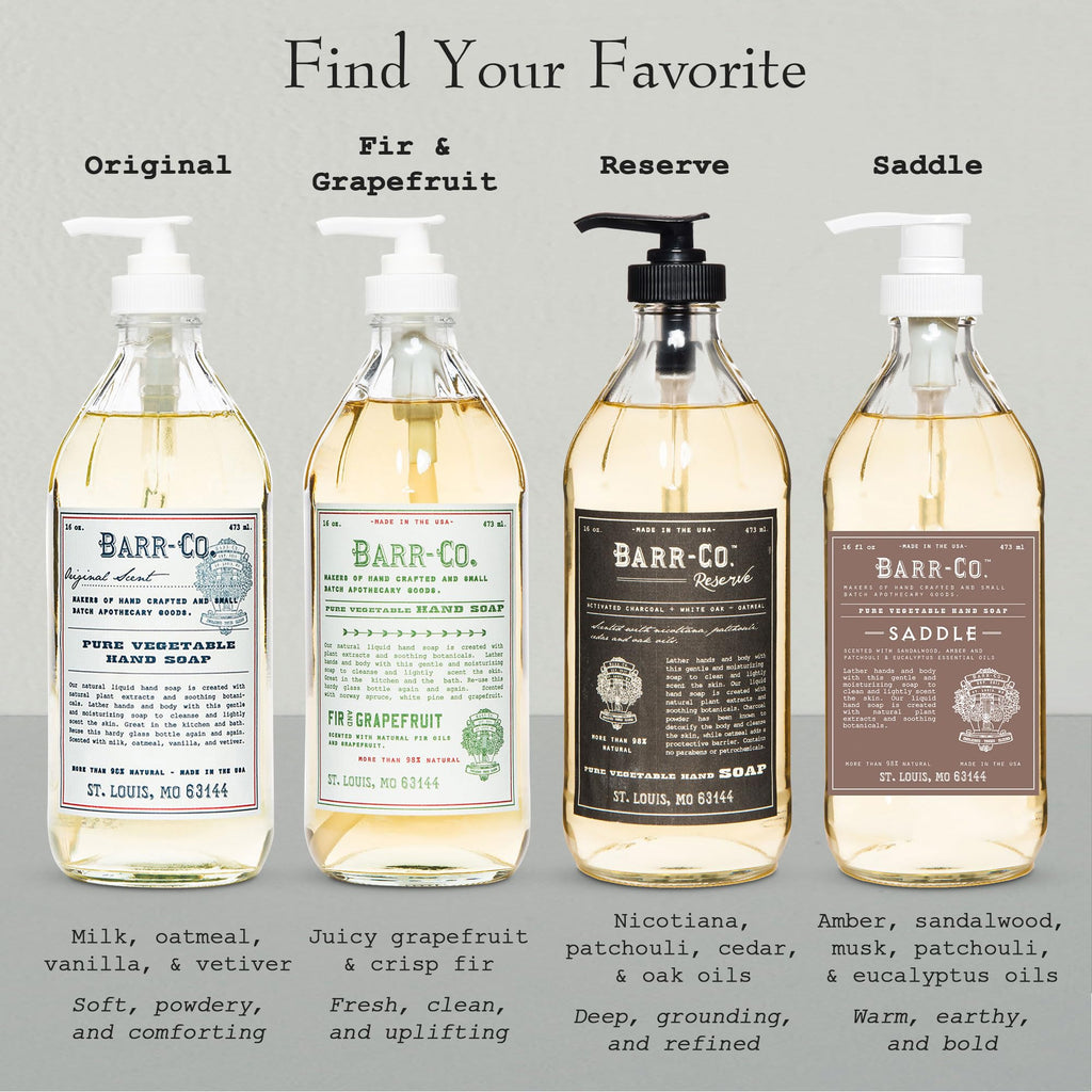 BARR-CO. Reserve Hand Soap, Natural Hand Soap for Kitchen & Bathroom, Vegan Formula, Earthy Tobacco & Cedar Scent 16 fl oz