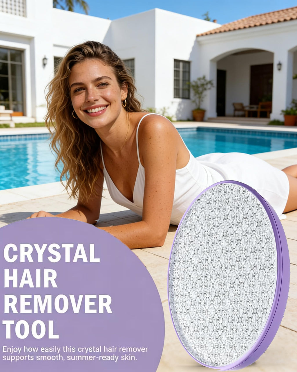 Premium Crystal Hair Eraser,Painless Exfoliation Hair Removal Epilator,Nano Glass Hair Remover for Women,Natural Gentle and Efficient Shaver Trimmer on Leg Arm (1, Crescent-Pruple)