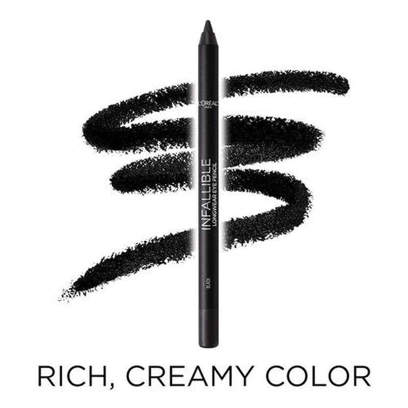 L'Oreal Paris Infallible Pro-Last Pencil Eyeliner - Waterproof, Smudge-Resistant, Easy Application, Black, 0.042 oz.