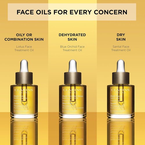 Clarins Lotus Face Oil Treatment - Hydrates & Balances Skin | Tightens Pores & Minimizes Fine Lines | 100% Natural Plant Extracts