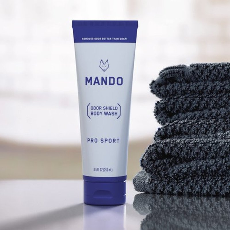 Mando Odor Shield Body Wash - 24 Hour Control - Removes Odor Better than Soap - SLS and Paraben Free, Skin Safe - 8.5 Ounce (Pro Sport)