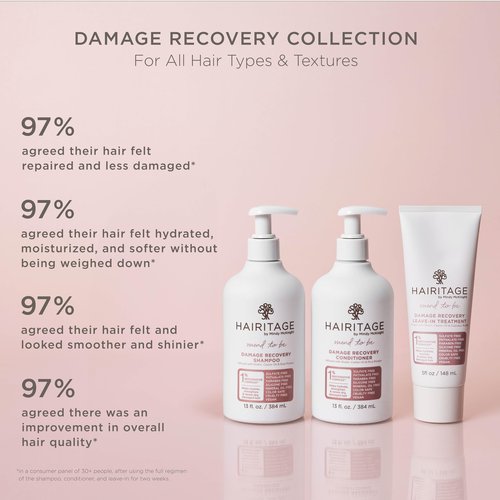Hairitage Mend To Be Damage Repair Leave In Treatment with Biotin, Castor Oil, + Shea Butter - Refresh Dry Damaged Hair - Smooth Split Ends