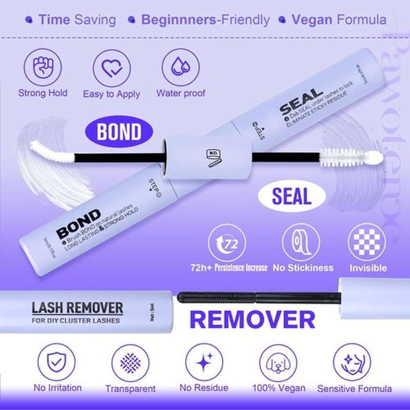 Pawotence Kira Lash Clusters Kit 10-18mm Cluster Lashes Extension Kit 144pcs Fairy Eyelash Clusters Wispy Lashes Cluster Eyelash Extensions with Waterproof Lash Bond and Seal, Remover, Applicator