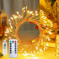Skiennix USB Fairy Christmas Lights - 10FT 120LED Twinkle Cluster with 8 Modes & Remote | Silver Wire Decor