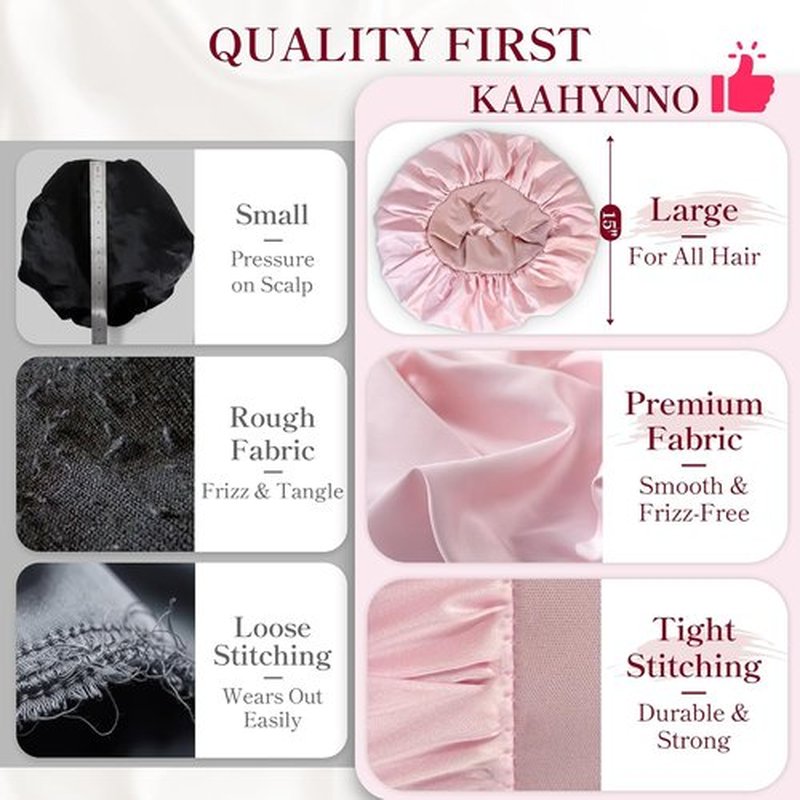 Skiennix Silk Satin Bonnet Hair Wrap - Adjustable Double Layer Sleep Cap for Curly Hair | Women’s Night Cover