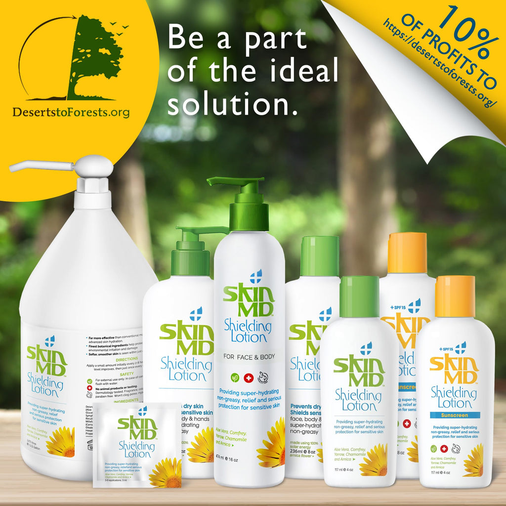 Skin MD Shielding Lotion Hydrating Body Lotion for Sensitive Skin with Dispenser | Non-Greasy, Fast-Absorbing Moisturizer with Plant-Based Ingredients, Eczema & Psoriasis Relief - 8oz Pump