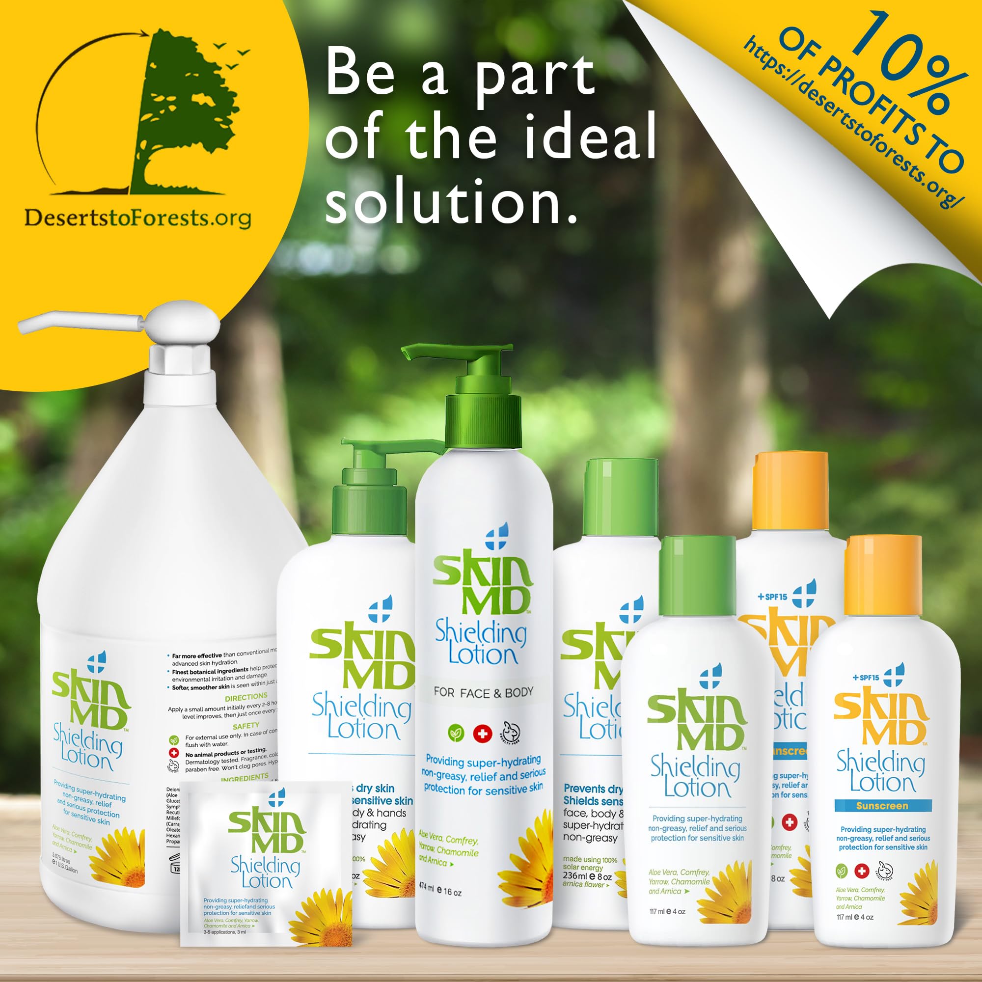 Skin MD Shielding Lotion Hydrating Body Lotion for Sensitive Skin with Dispenser | Non-Greasy, Fast-Absorbing Moisturizer with Plant-Based Ingredients, Eczema & Psoriasis Relief - 8oz Pump