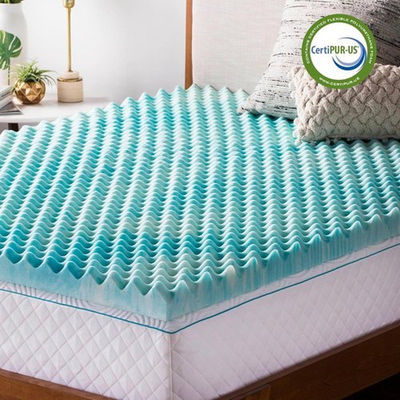 Linenspa 2 Inch Gel Memory Foam Mattress Topper - Reversible Egg Crate Design for Comfort - Twin Size