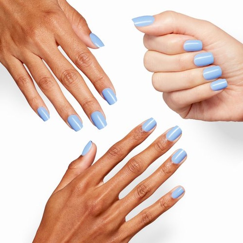 OPI Sticking Point Verified | Short Squoval Opaque Cool Blue Instant No Glue Press On Nails | 30 Count with Adhesive Tabs | Damage-Free Wear | Spring 2026