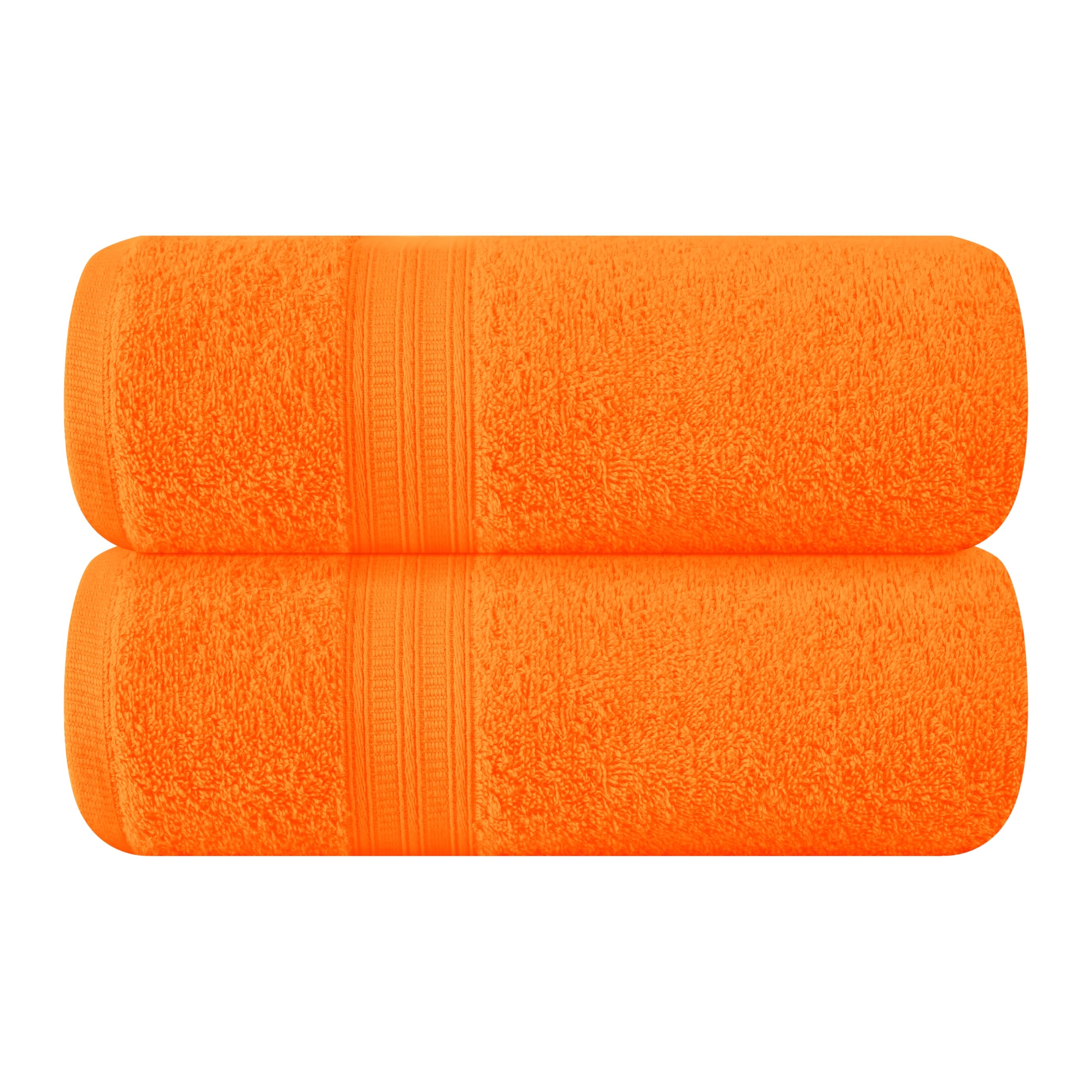 BOUTIQUO Cotton 2 Pack Oversized Bath Towel Set, Large Bath Towels 27x54, Ultra Soft, Absorbent, Compact, Quick Drying and Lightweight, Eco-Friendly and 100% Recyclable Towel Set - Orange