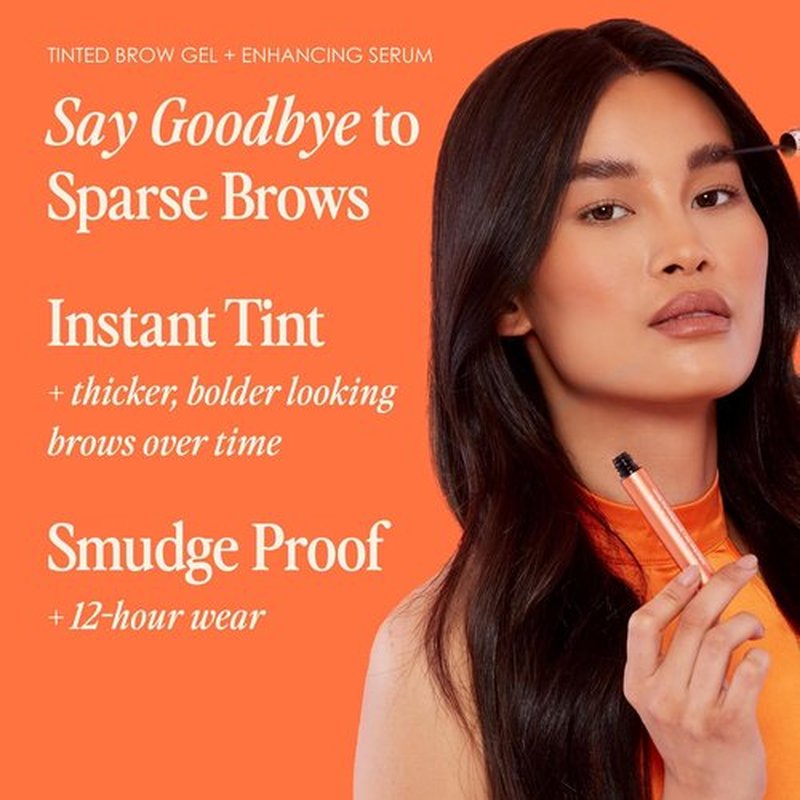 Grande Cosmetics GrandeBROW Tinted Brow Gel & Enhancing Serum - Thicker, Darker Eyebrows, Taupe (0.12 fl oz)