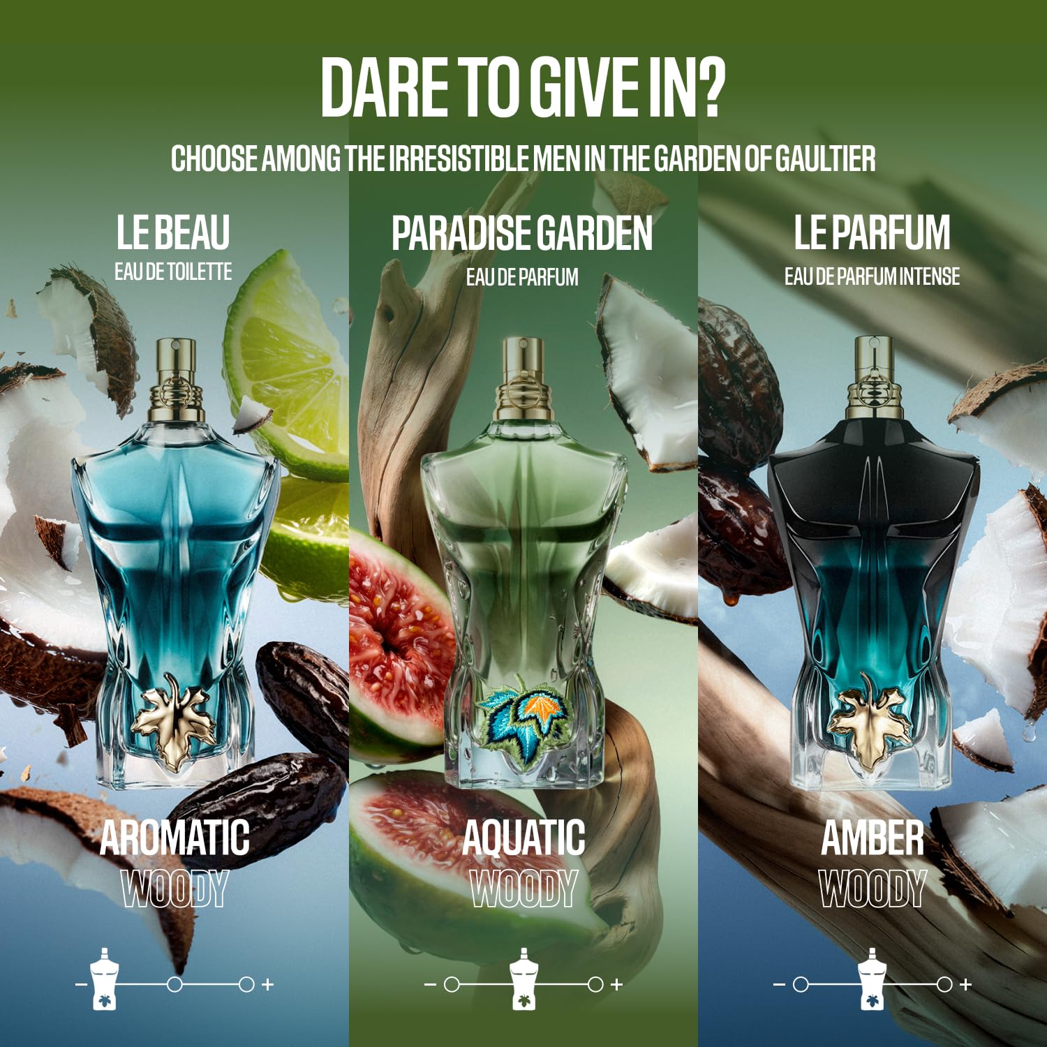 Jean Paul Gaultier Le Beau Paradise Garden Eau de Parfum for Men - Long Lasting Fresh Woody Aquatic Men's Cologne with Coconut Water, Green Fig & Sandalwood - Designer Fragrance Travel Spray, 0.34 oz