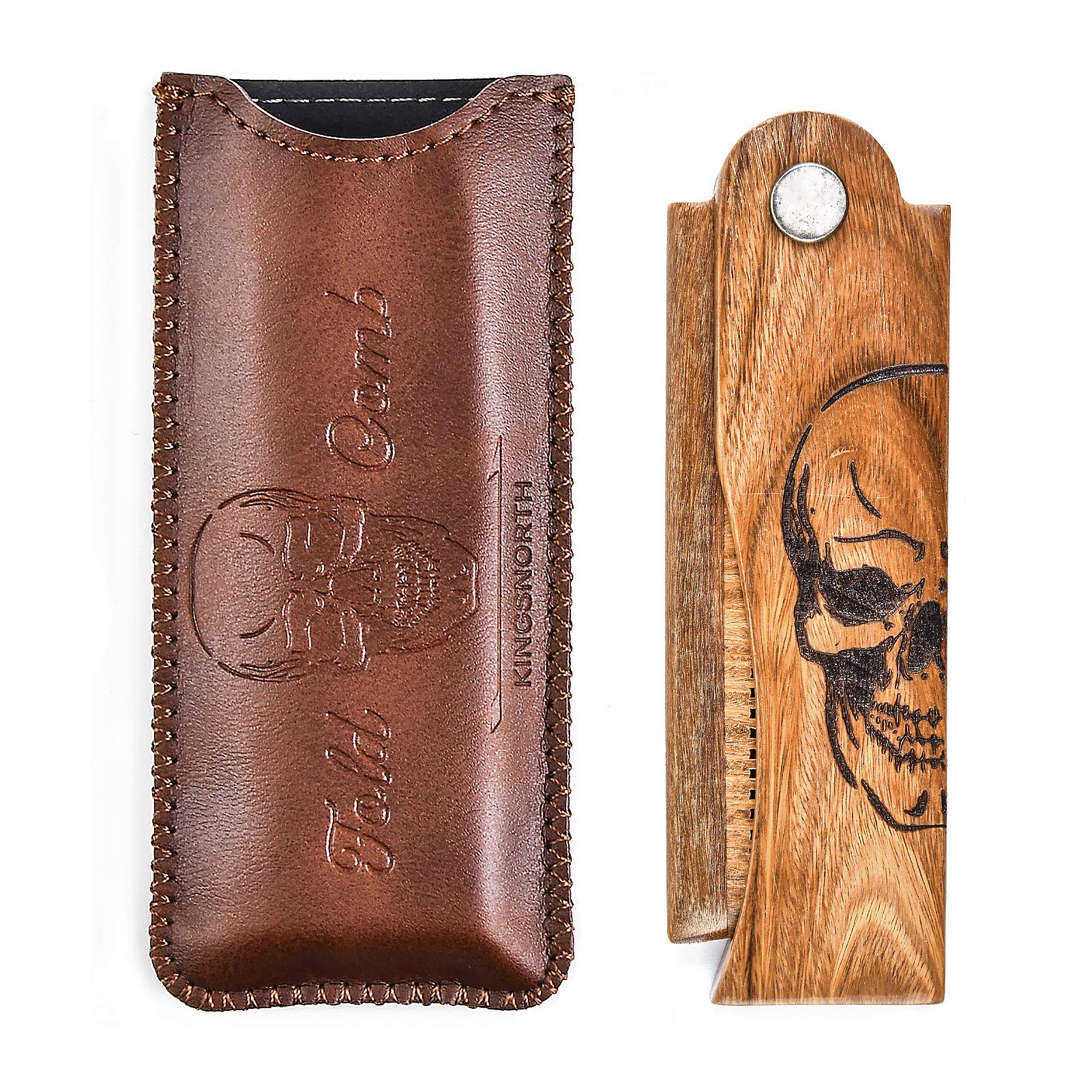 Menesia Folding Wooden Beard Comb for Men