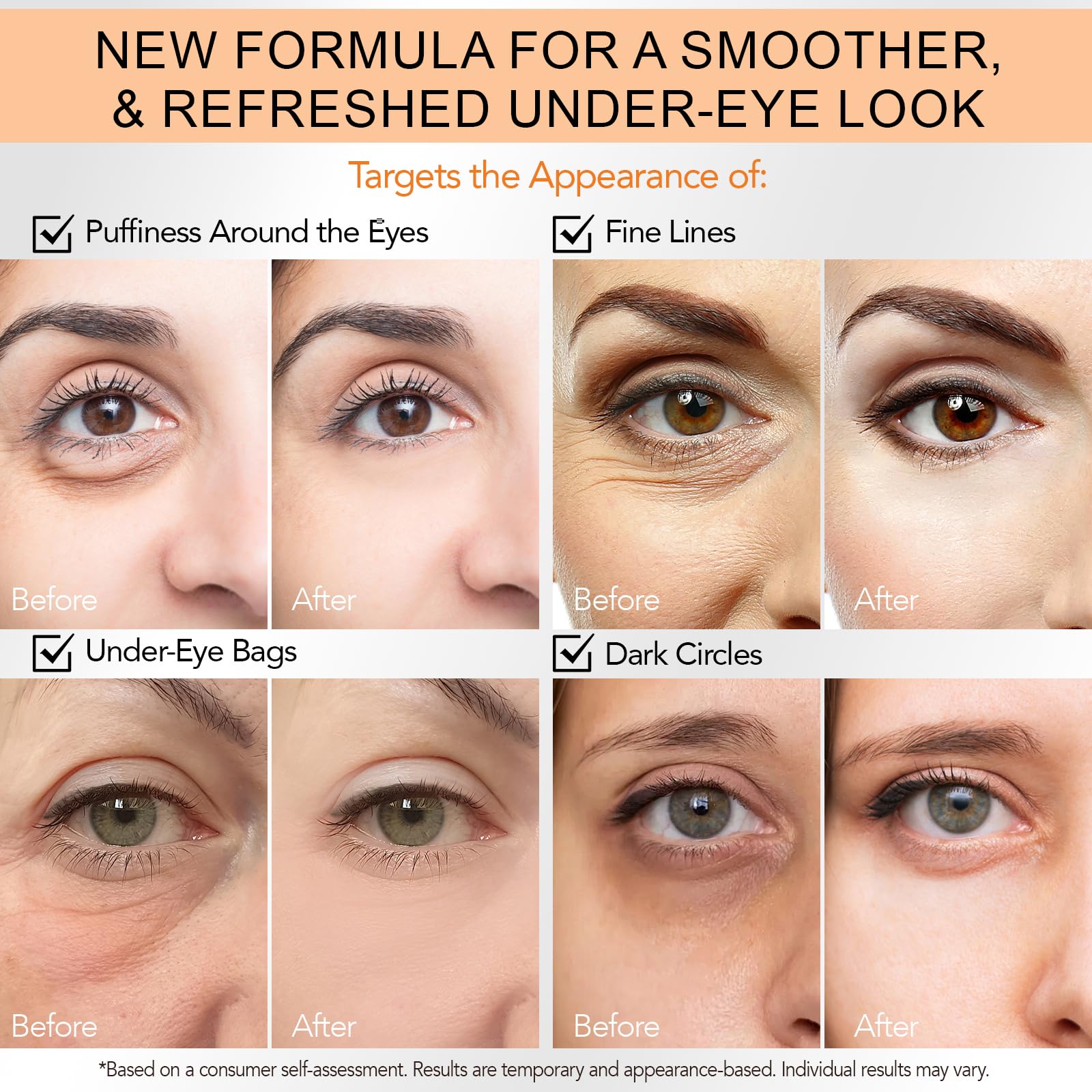 ABOUME Under Eye Cream, Eye Firming Cream With Peptide Complex & Hydrating Formula to Reduce Under-Eye Puffiness, Fine Lines & Crow‘s Feet, Anti Aging Eye Cream for Women and Men (1PCS)