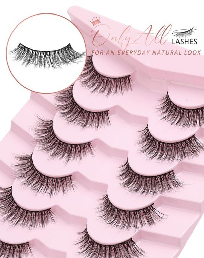 Onlyall Natural Lashes Wispy Lashes Natural Look False Eyelashes Flared Eyelashes 7 Pairs D-K06