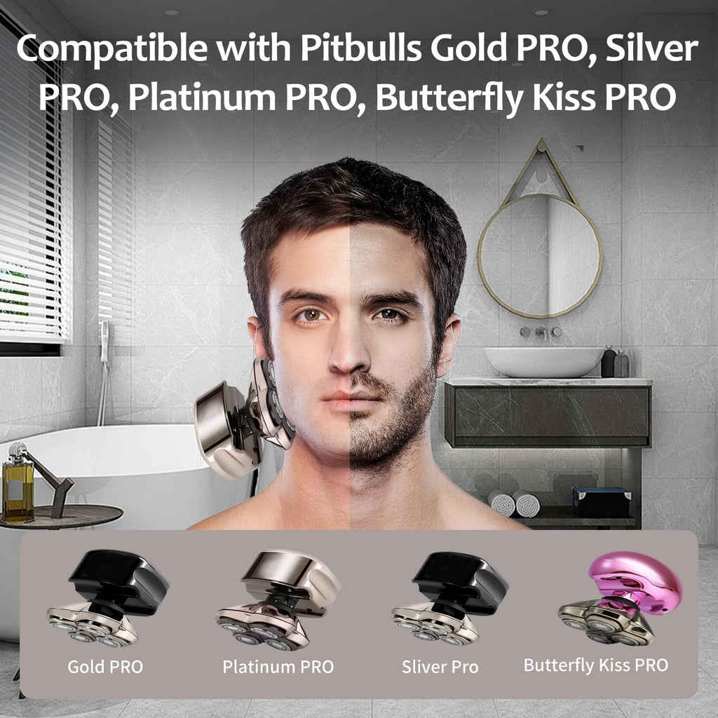 Replacement Head Compatible with Pitbulls Gold PRO GX5,Silver PRO SX5,Palm MX5,Platinum PRO PX5,Bull-Dog Razor - Hypoallergenic Stainless Steel Shaver Replacement - Compatible with All Skul Shaver