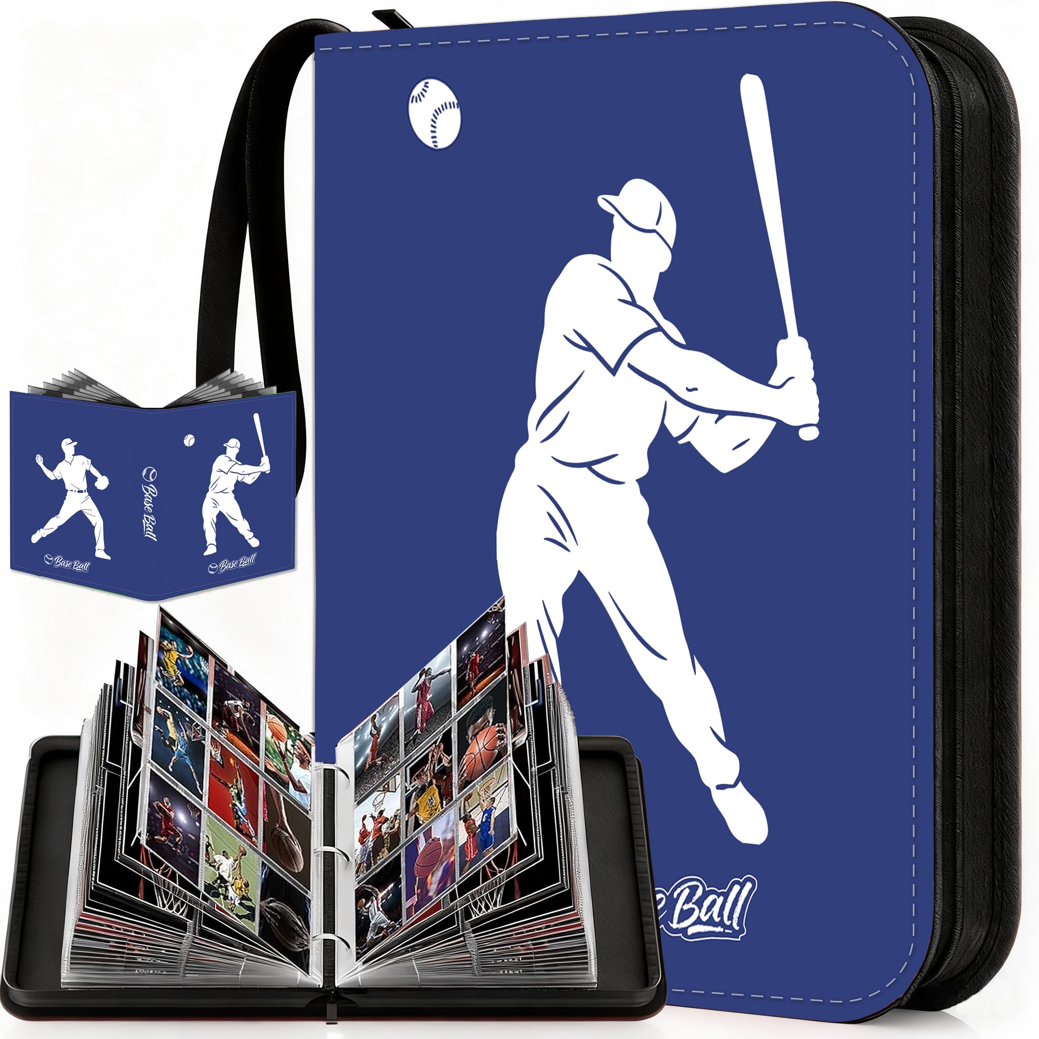 Baseball Card Binder – 900 Pockets Album with Zipper & Wrist Strap | Collector Binder for Sports & Baseball Cards for Sports,TCG,Game,Trading Cards | Durable Travel-Friendly Design 2025-2026