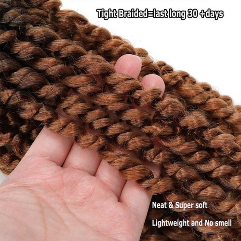 Bestlove 8 Packs Crochet Passion Twist Hair Pretwisted Ombre 1b/30/613 Crochet Hair Pre-looped Passion Twist Crochet Braiding Hair 18 Inch