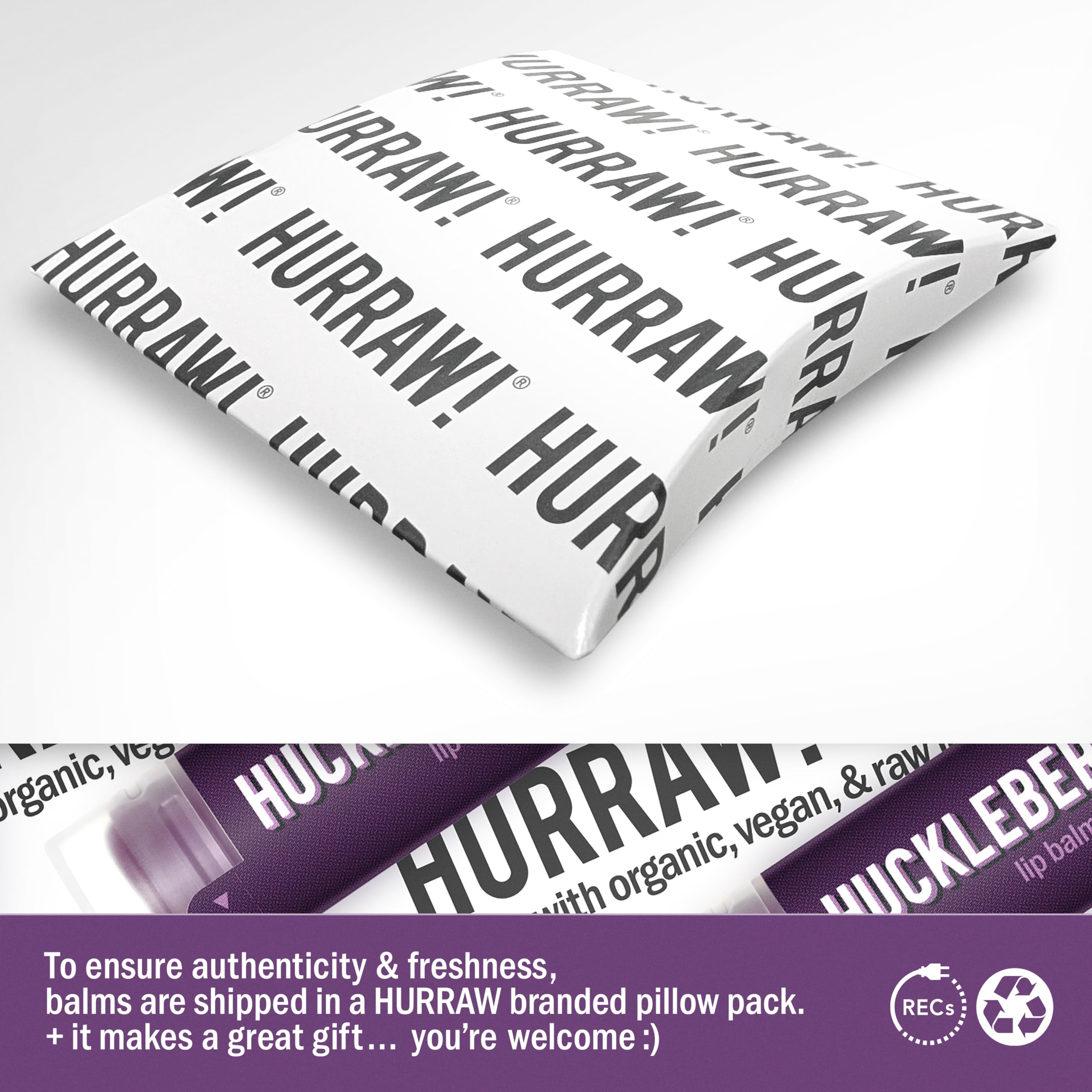 Hurraw! Huckleberry Lip Balm: Organic, Certified Vegan, Cruelty and Gluten Free. Non-GMO, 100% Natural Ingredients. Bee, Shea, Soy and Palm Free. Made in USA