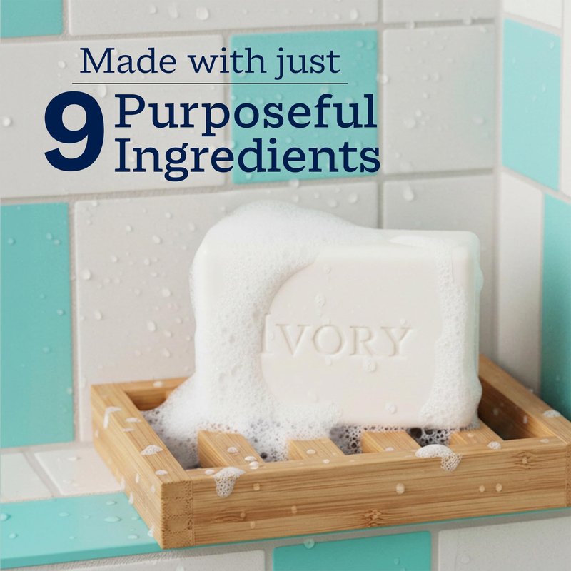 Ivory Sensitive Bar Soap, Designed for Whole Family, Fragrance Free, 99.44% Pure Formula, Plant-Based Cleanser, Made Without Heavy Perfume, Parabens, Phthalates, For All Skin Types, 3.17 oz (10 Count)