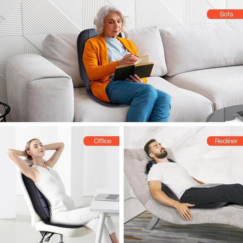 CILI Massage Chair Pad - Back Massager with Heat & 10 Vibration Motors | Ideal for Office & Home Use