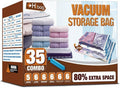 Skiennix Vacuum Storage Bags - Space Saver 35-Pack for Clothes, Bedding, and Comforters | Durable Seal