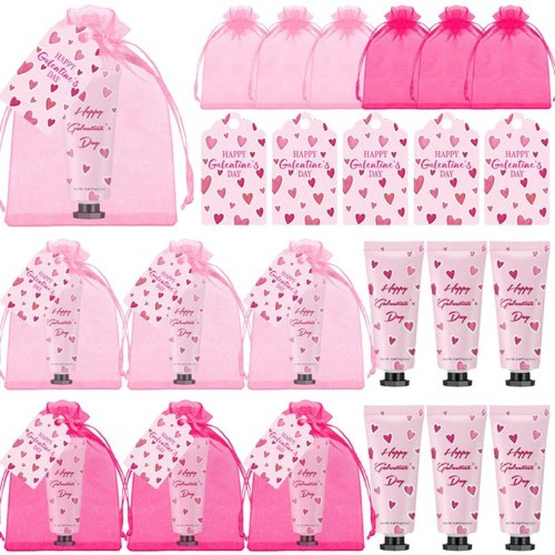 Loopeer 6 Pack Galentine's Day Hand Cream Gifts Galentine's Valentine's Day Party Favors Bulk Hand Cream with Organza Bag and Greeting Card for Women Girl's Night Bachelorette Party Decorations