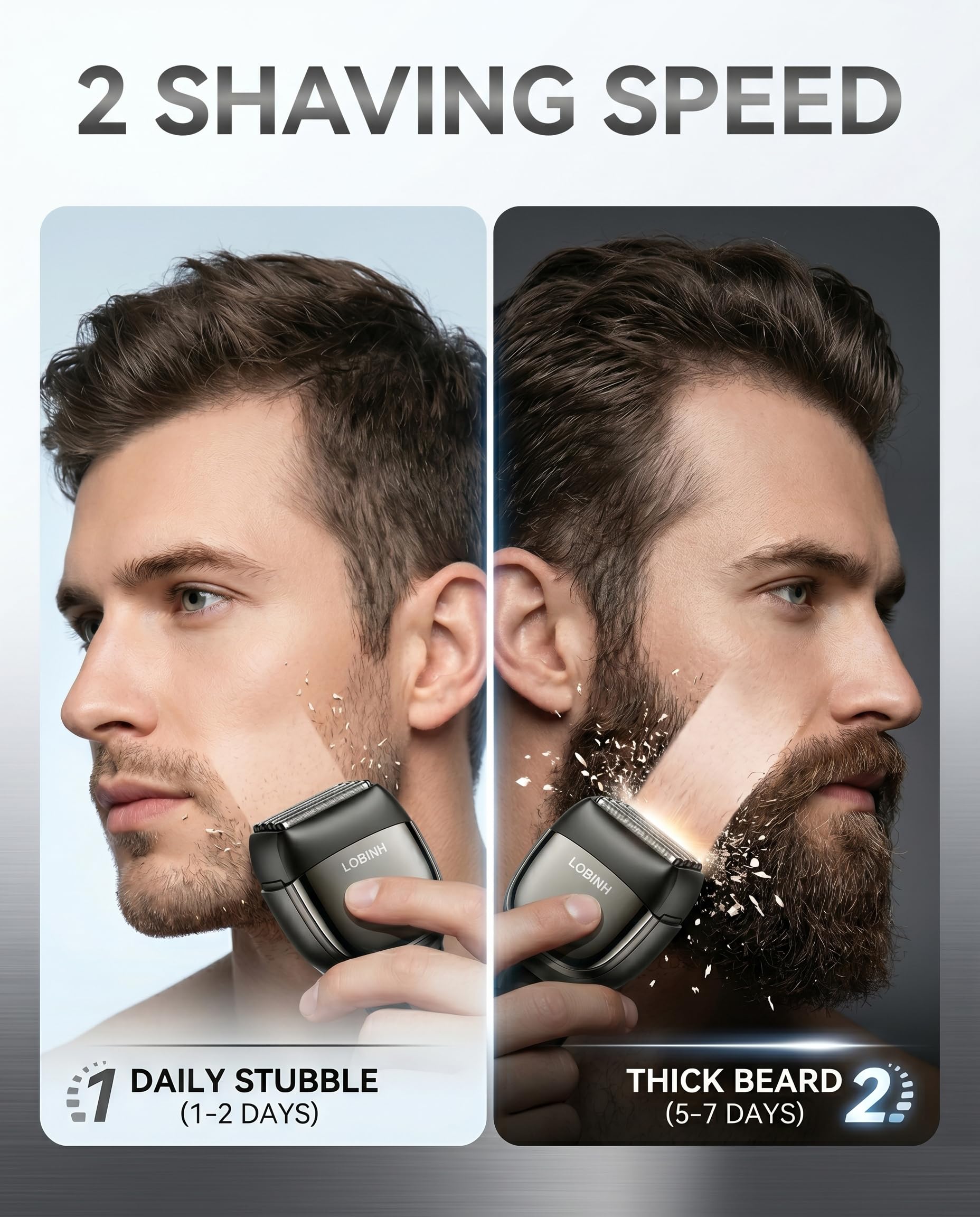 6D Electric Razor for Men, 6-Blade Floating Foil Shavers and Beard Trimmer for Men, Pocket Portable Shaver for Beard/Face, 100% Waterproof for Wet & Dry Shave, Rechargeable Cordless Razor